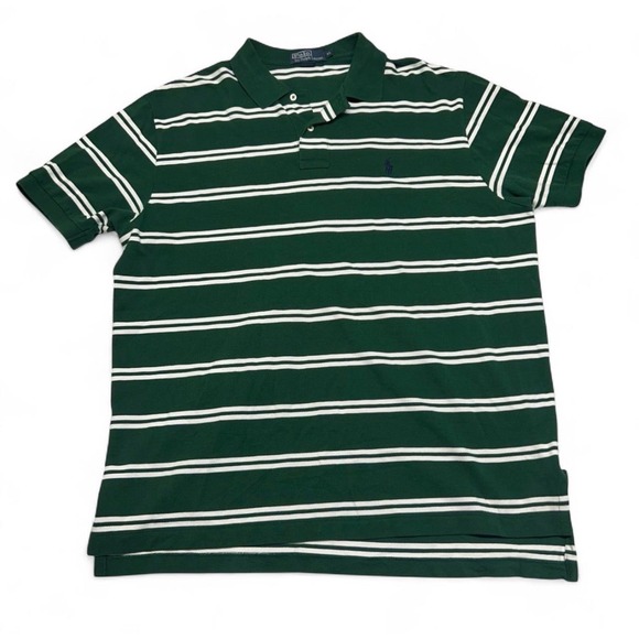 Polo Ralph Lauren Other - Polo Ralph Lauren Mens XL Green White Striped Short Sleeve Pique Polo Shirt